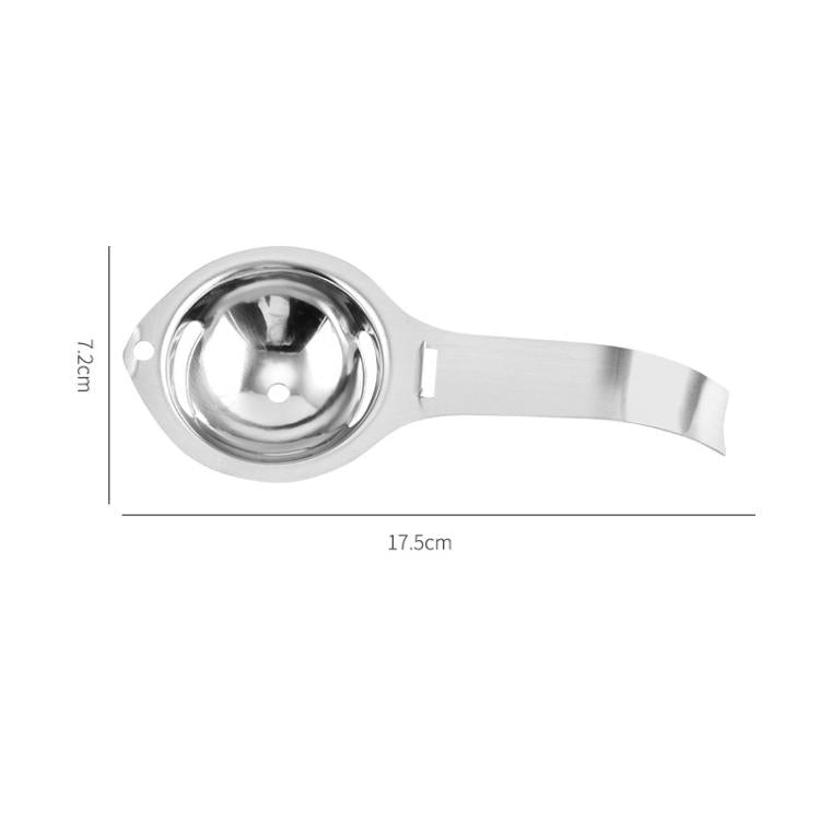 Stainless steel egg separator size with round cup and long handle, 17.5 cm