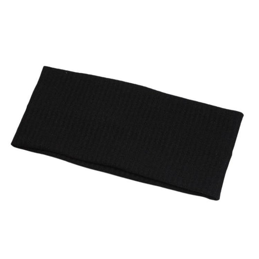 Knitted striped sports headband, wide black band for hair and face washing