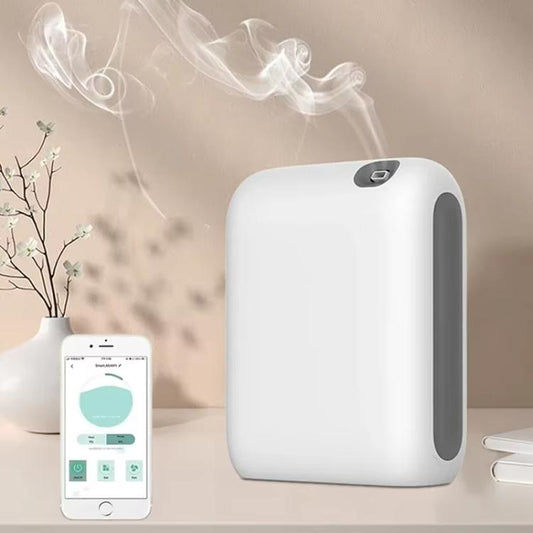 Square white aromatherapy essential oil diffuser with dark vertical air outlet