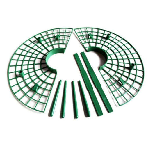 Green circular grid fruit cradle base with radial supports and central opening
