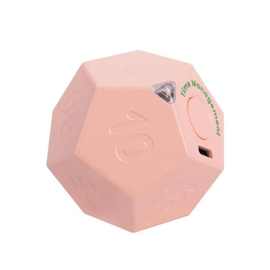 Pink octagonal gravity timer with side button and Time Management logo.