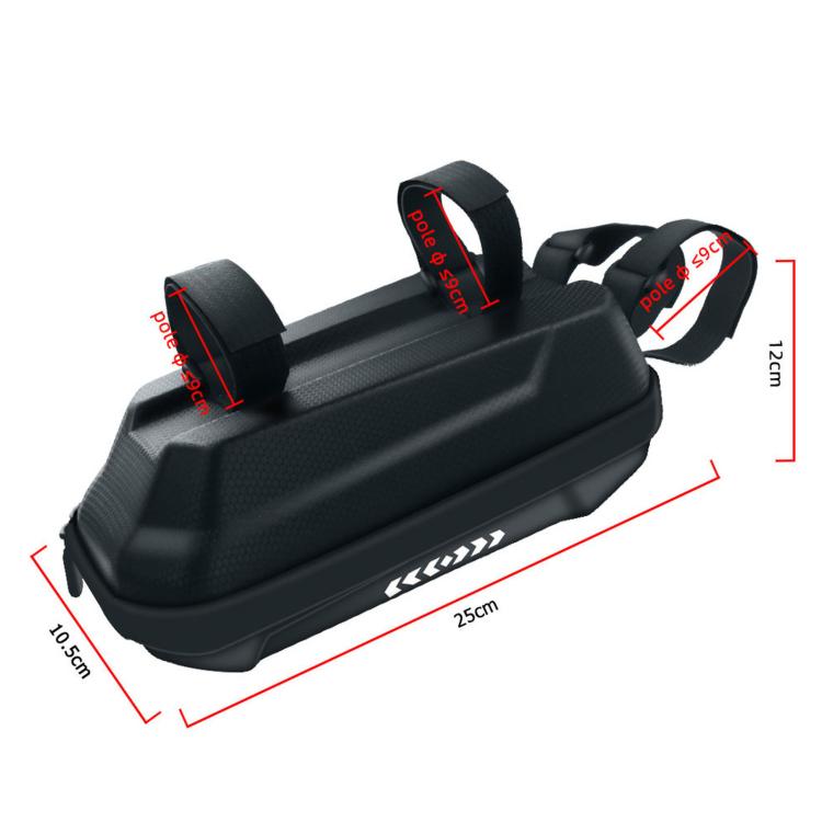 Waterproof EVA hard-shell handlebar bag, dark gray, approx 25 x 12 x 10.5 cm