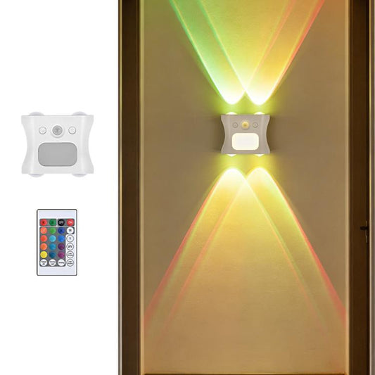 White dual-beam RGB gradient ambient night light with motion sensor
