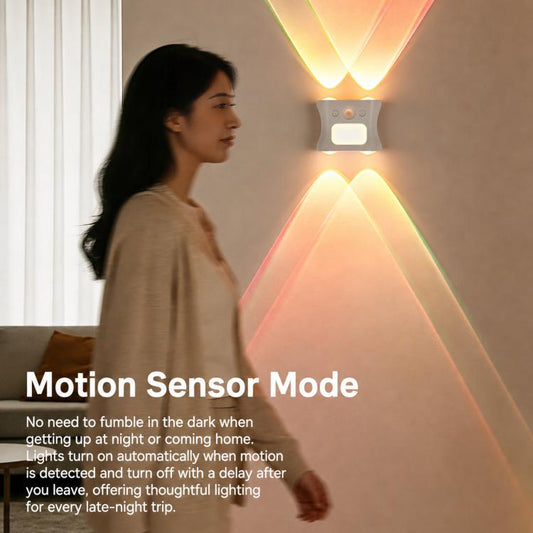 White motion sensor RGB gradient night light on wall