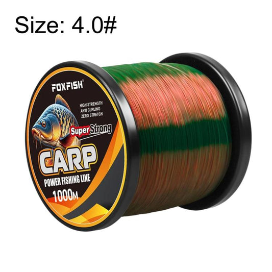 FOXFISH color-changing carp fishing line spool, green/orange, 4.0#, 1000m
