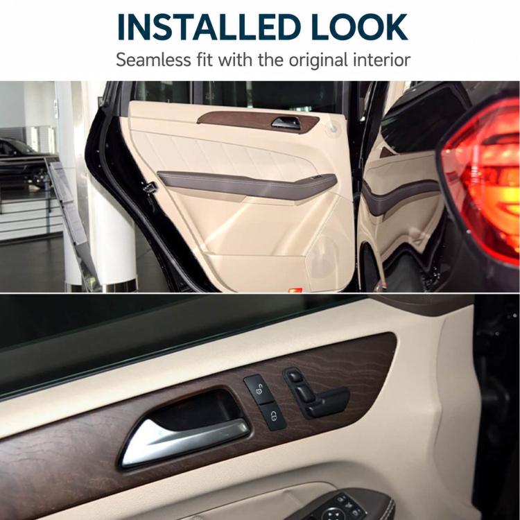 Installed door inner handle controller on beige door panel with control switch