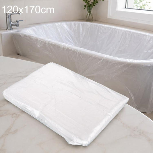 Disposable bathtub liner, white thick plastic sheet, 120x170cm