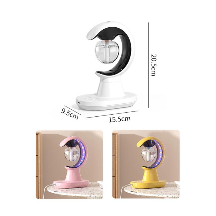 Humidifier size diagram featuring pink and yellow units with circular LED ring