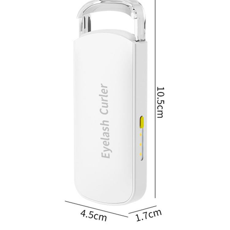 White rechargeable heated eyelash curler, compact with protective top cover