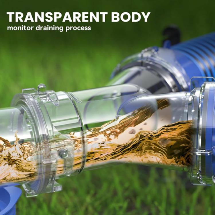 Transparent drain pipe connector showing flow through clear tube