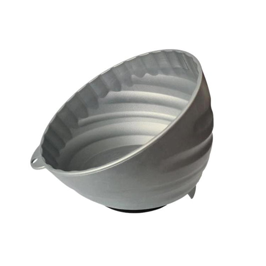 Gray magnetic storage bowl for holding car repair parts and small hardware