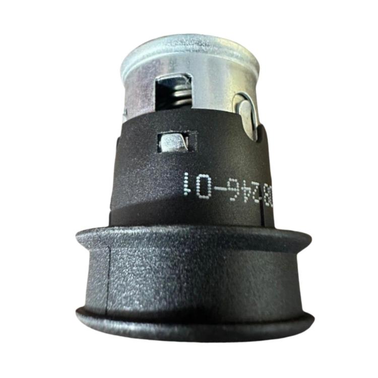 Car cigarette lighter socket with electrical contacts and black mounting ring