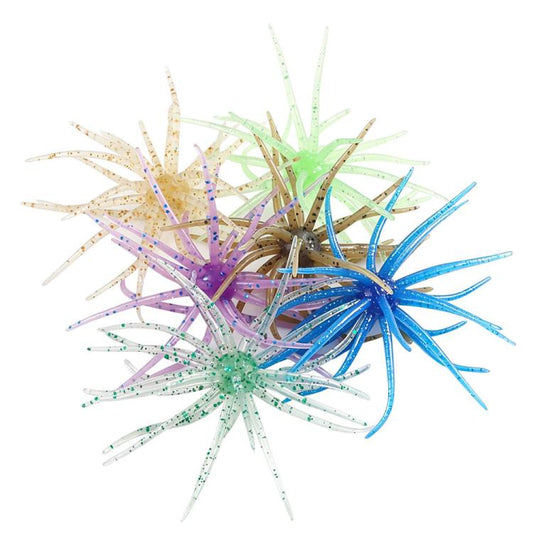 Floating sea urchin soft fishing lures, mixed purple and blue tentacle baits