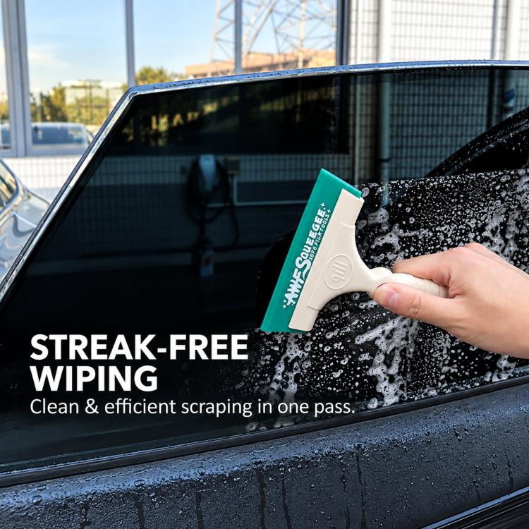 qili window tinting squeegee held against a car window for clean scraping