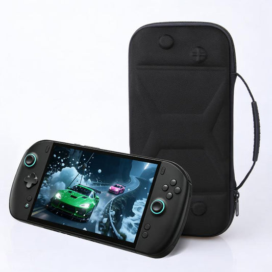 Hard EVA handheld case with zipper, black, carrying strap, protective molded interior