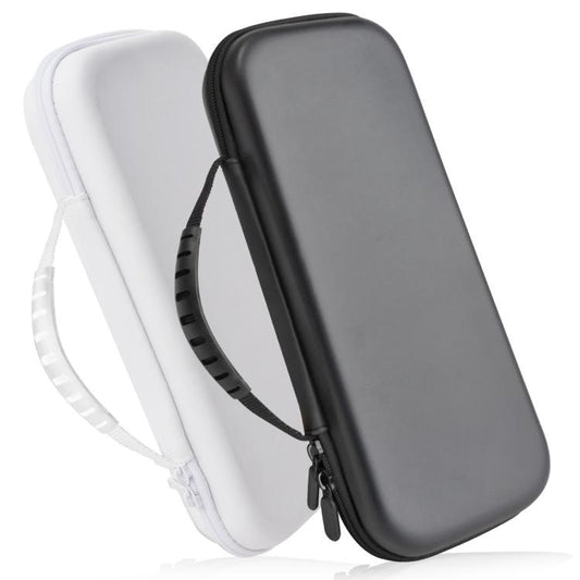 Black hard EVA zippered case with carry handle, molded shell, and protective interior lining