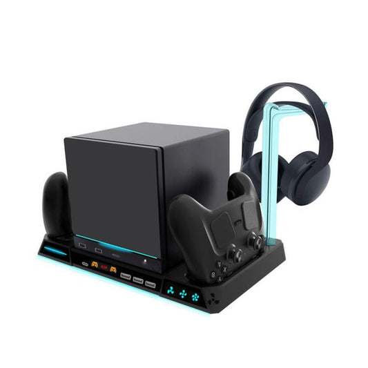 Multifunction charging and cooling stand for Steam Deck with RGB light, headphone dock