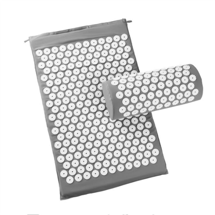 Grey acupuncture massage pad and pillow with white acupressure spikes