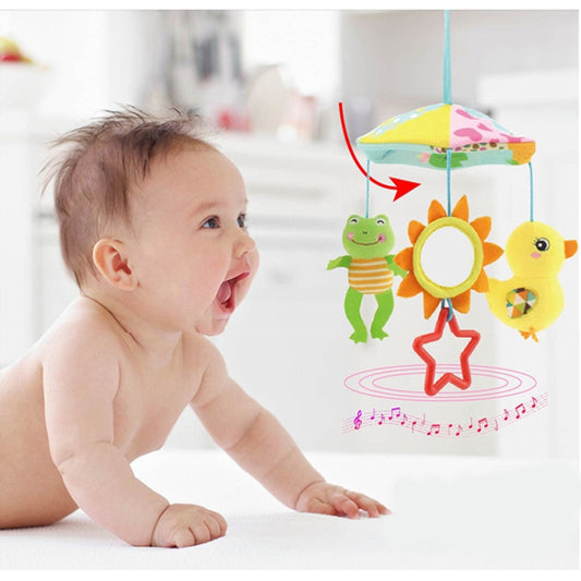 Hanging stroller toy parachute pendant with umbrella canopy, sun mirror, and animal pals