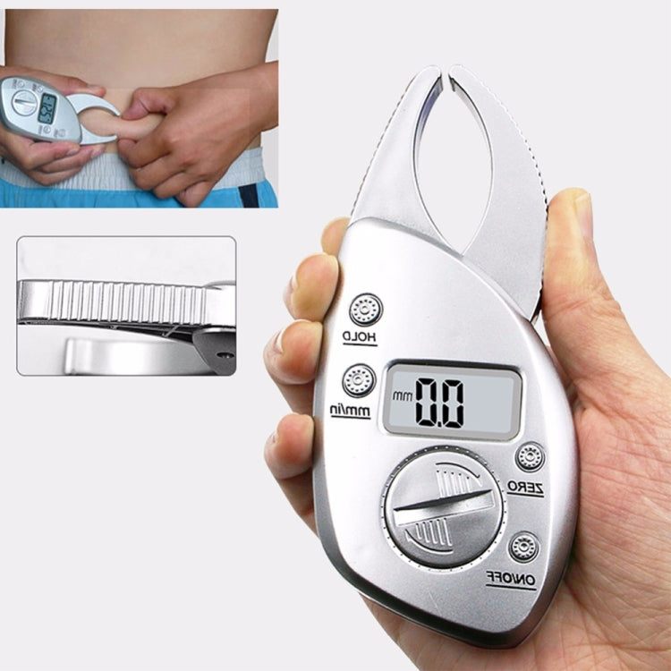 Silver electronic digital measurement caliper with LCD display and measurement wheel