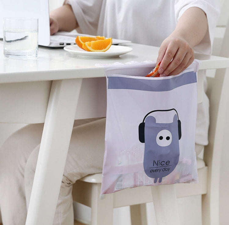 Purple paste-on car trash bags, cute cartoon design, 15-pack