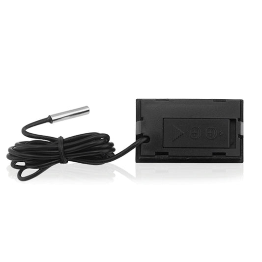 Black digital indoor thermometer with LCD and wired waterproof probe