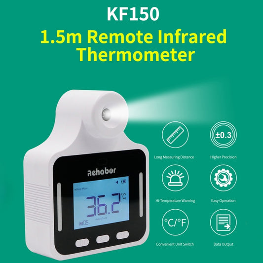 White non-contact infrared forehead thermometer with LCD screen and side indicator bars