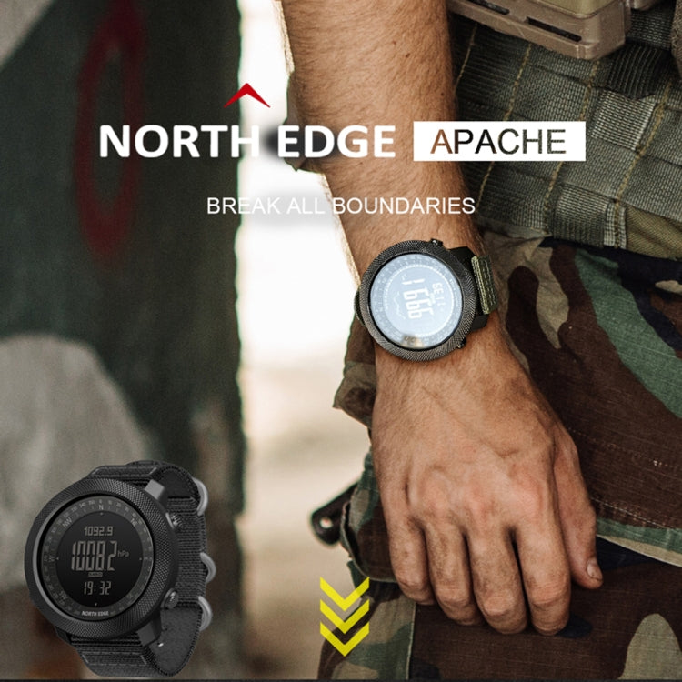 Black nylon-strap smart watch on wrist with rugged outdoor style