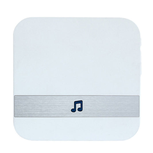 White doorbell receiver chime with music icon and silver sound bar