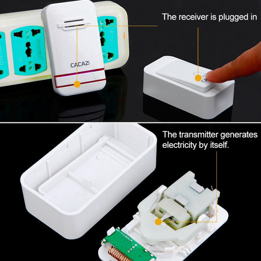 Open transmitter housing with internal circuit and button module, plus plug-in receiver.
