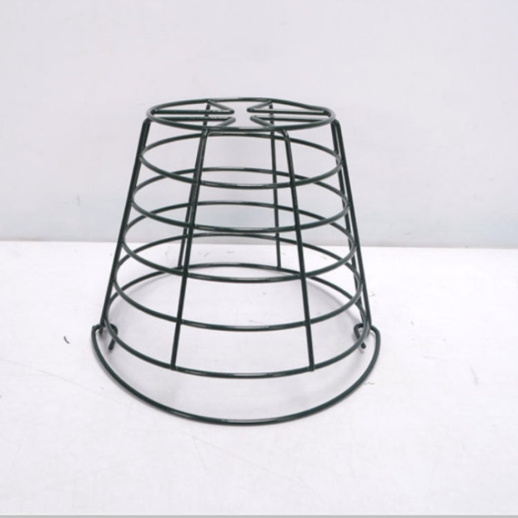 Green wire golf ball basket with rounded sides and open top