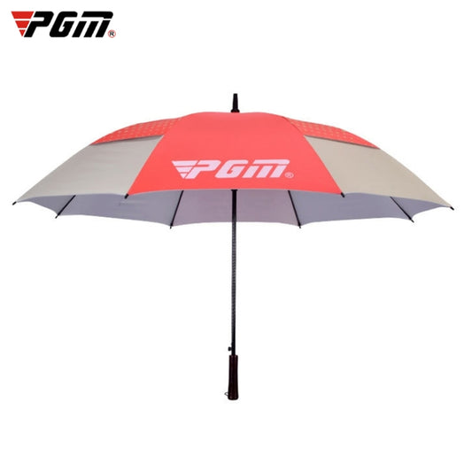 53-inch golf sun protection automatic umbrella, red top with gray side panels