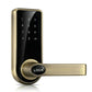 Bronze electronic door lock with touch keypad and lever handle with LOCK button
