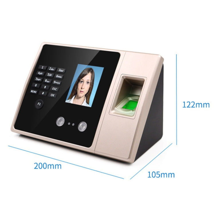 Face recognition time attendance terminal, angled view of screen and fingerprint bay