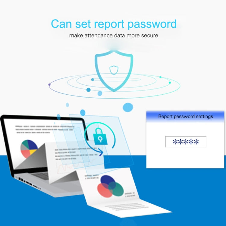 Time attendance terminal report password security graphic with lock icon