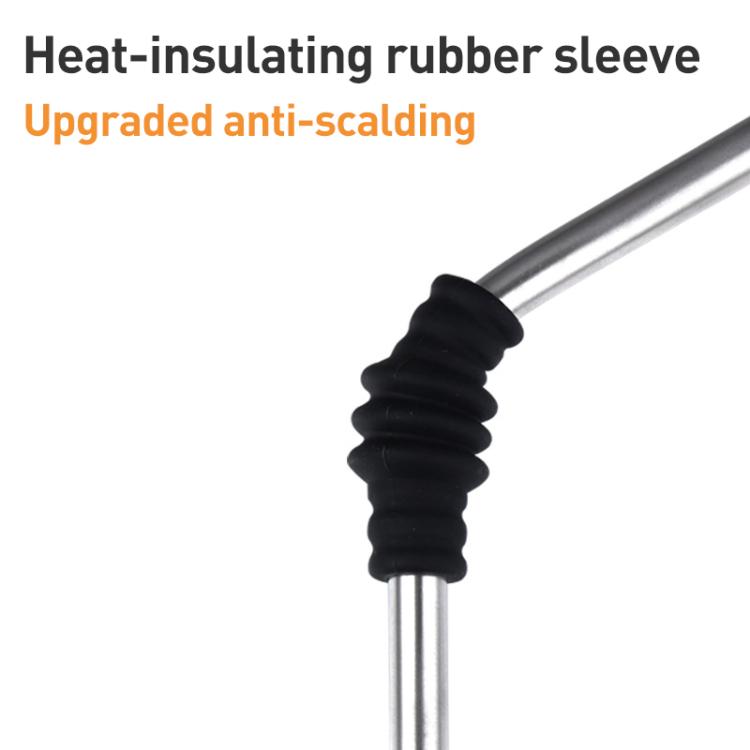 Silicone protective sleeve for coffee steam pipe, black ribbed cover on metal tube