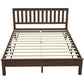 Walnut wood queen bed frame with slatted platform base and side rails