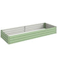 Rectangular light green galvanized raised garden bed with open top