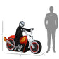 Inflatable grim ghost biker yard decoration shown with human silhouette for size scale