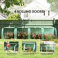 Green tunnel greenhouse with four roll-up door sections for ventilation