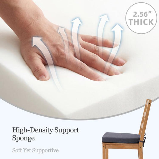 Grey chair seat cushion pad with high-density support, about 2.56 in thick