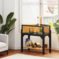 Wooden tortoise habitat cabinet with clear front window and interior plants