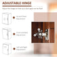 Brown pantry cabinet hinge detail with adjustable mounting hardware