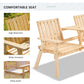Natural wood outdoor bench with high backrests, wide arms, and deep slatted seats