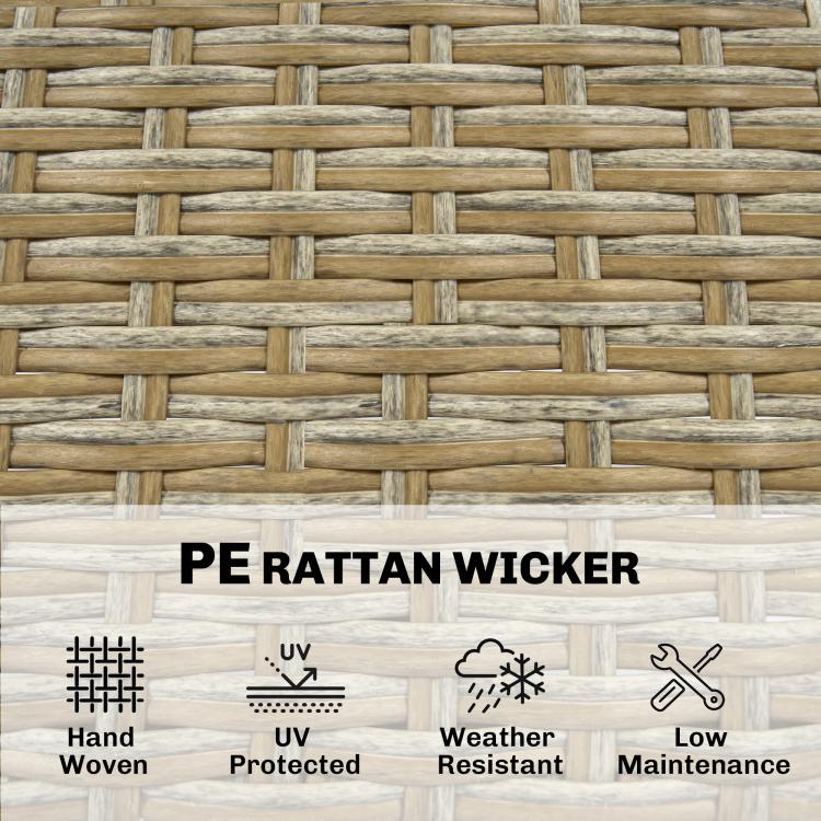 Close-up of perattann wicker weave with light brown and tan woven pattern
