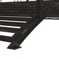 Dark bronze metal garden bridge side rail with curved support leg detail