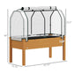Raised garden bed planter with white mesh greenhouse cover and sand wood frame, 48x22x46 in