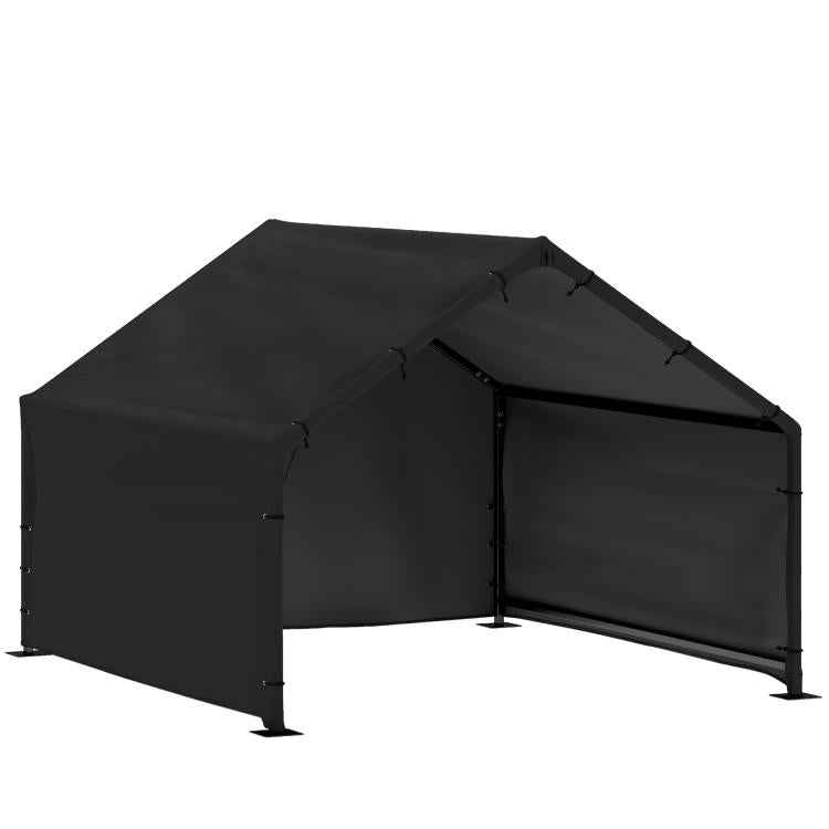 Black outdoor dog shade shelter tent with canopy and zip side panels