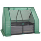 Raised garden bed with mini greenhouse frame, side panels and dark gray base
