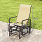 Khaki mesh high-back glider rocker chair with dark metal base and curved arms